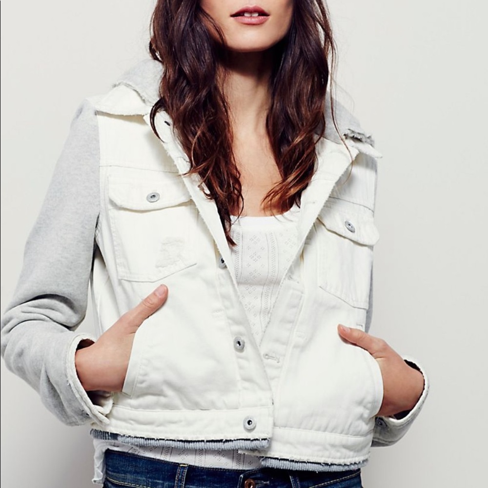 Free People Denim Knit Jacket